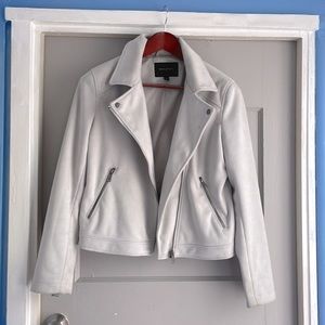 Dove Grey Suede Moto Jacket - Banana Republic